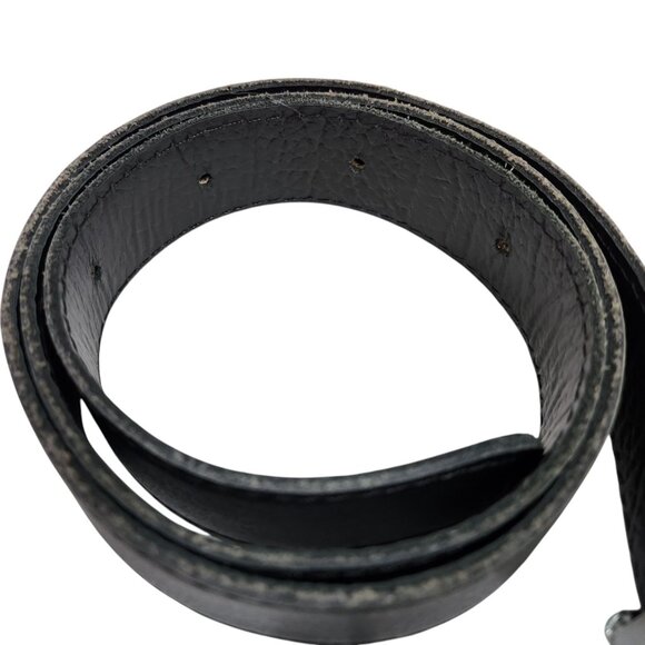 Danihlm Men's Black Leather Belt with Beautiful Silver Buckle Made in Bulgaria - Picture 4 of 8